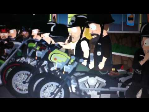Eric cartman shits on bikers Harley's