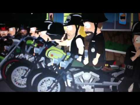 Eric cartman shits on bikers Harley's