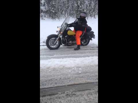 Motorcyclist in Snow - Crazy Canadian
