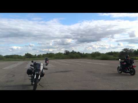 1987 Honda V45 Magna vs. 2008 Yamaha XV1900 Raider drag race. Part Two