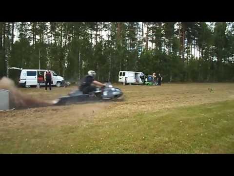 Snowmobile on the grass! That's speed!