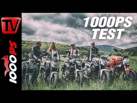 1000PS Test - Nakedbikes im Vergleich - CB650 - SV650 - Z650 - Monster - MT07