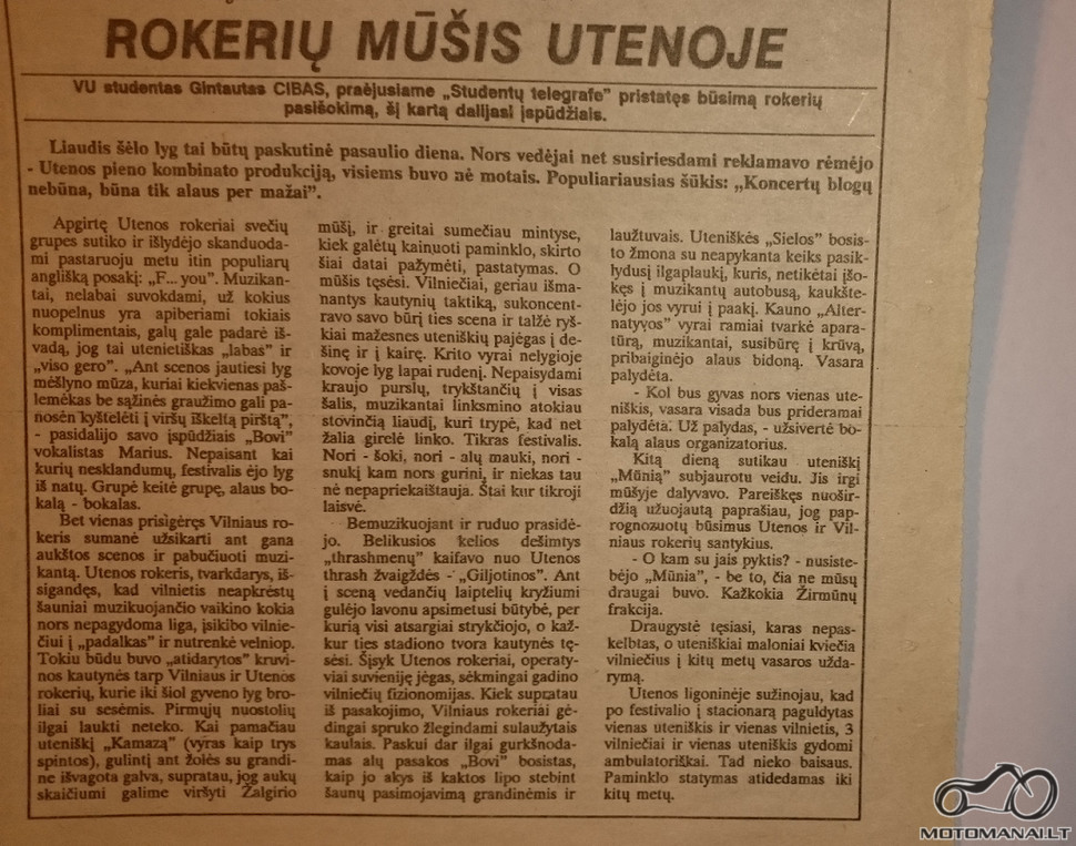 ROKERIŲ MŪŠIS UTENOJE