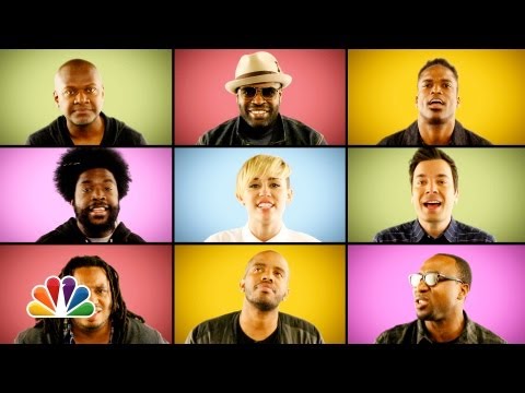 Jimmy Fallon, Miley Cyrus & The Roots Sing "We Can't Stop" (A Cappella)