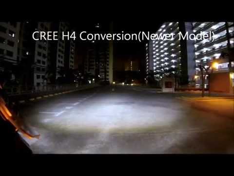 H4 CREE LED VS High End Halogen Headlight Comparison on a Motorcycle