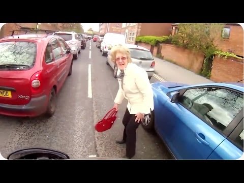 Motorcycle Hits Pedestrian | Old Lady Walks Through Traffic