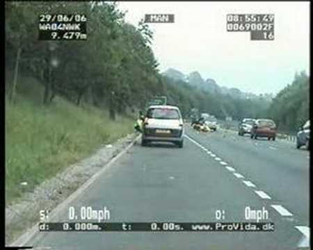 Motorcycle and car collide Police car CCTV