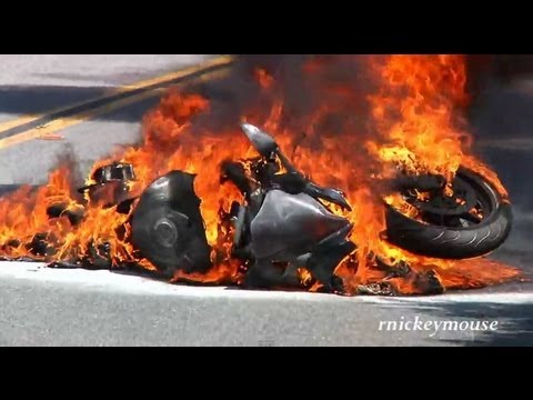 Motorcycle Crash & Burn on Mulholland
