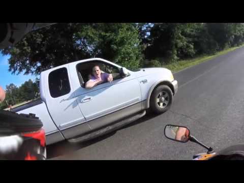 JUSTICE SERVED TO DRIVER THAT ALMOST HITS MOTORCYCLIST!