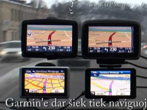 GPS navigacijų TomTom ir Garmin video palyginimas. Kaunas.