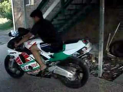 Motorcycle burnout gone bad