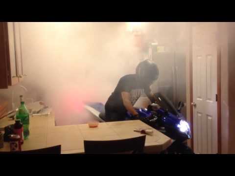 GSXR burnout in the kitchen