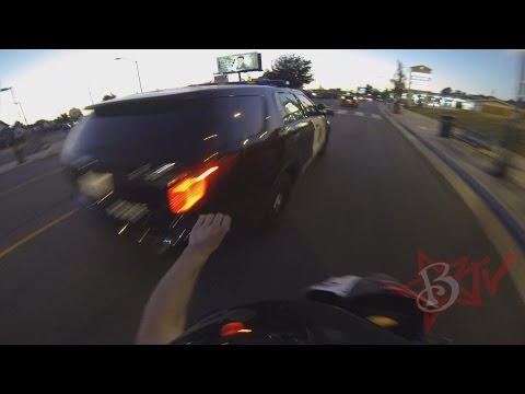 Motorcycle Running From The Cops CRASHES Into Curb Police Chase Street Bike Vs Cop Epic FAIL