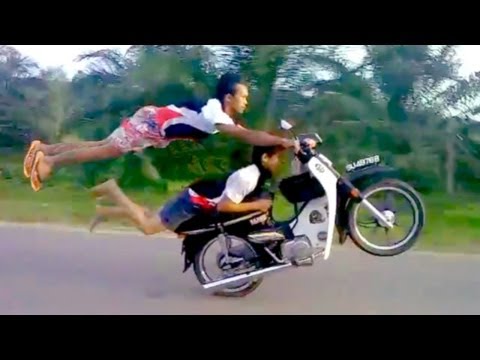 INSANE DEATHDEFYING MOPED STUNTS by Two Crazy Talented Riders