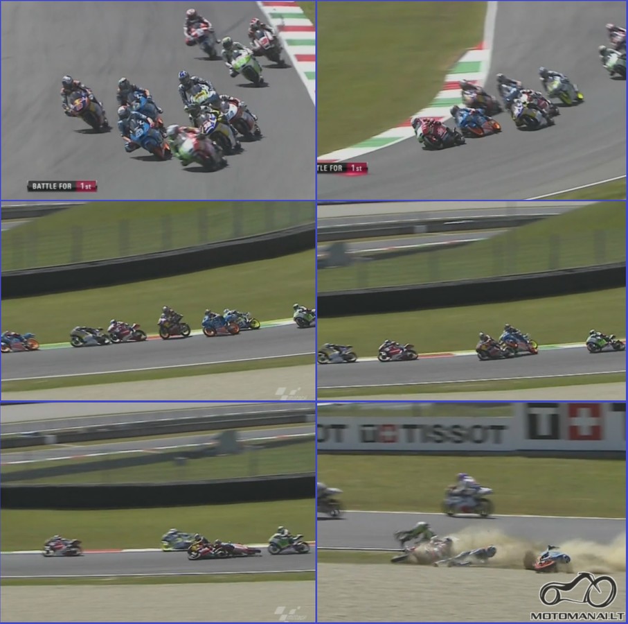 2014 Moto3 Italijoje: Kaip Milleris bande iskart 3 aplenkti.