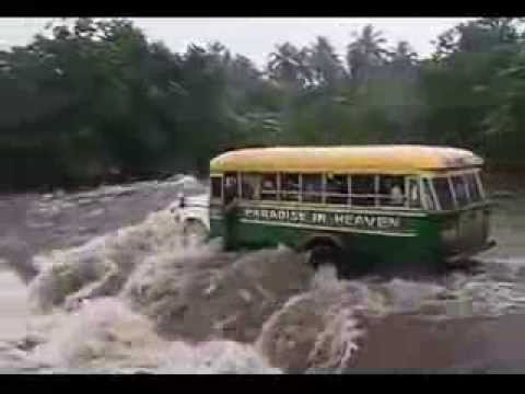 Bus was washed off the road river Автобус смыло с дороги рекой