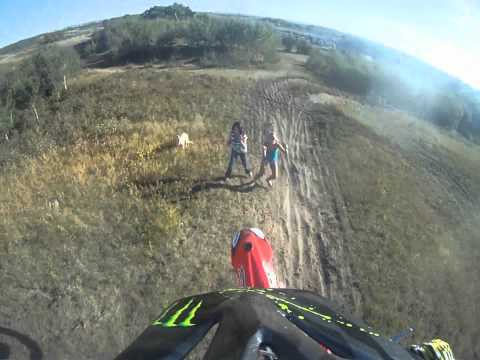 Dirt Bike Lands on Chick CRASH HUGE!!!!!!!