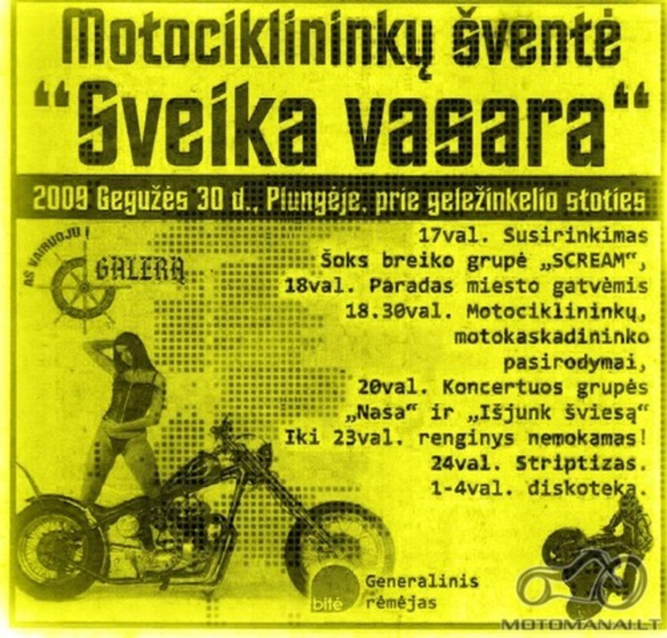 Motociklininkų šventė Sveika Vasara Gegužės 30 diena.