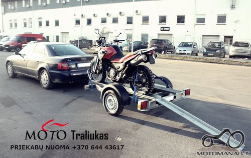 Priekaba motociklui transportuoti / Priekabos nuoma motociklui
